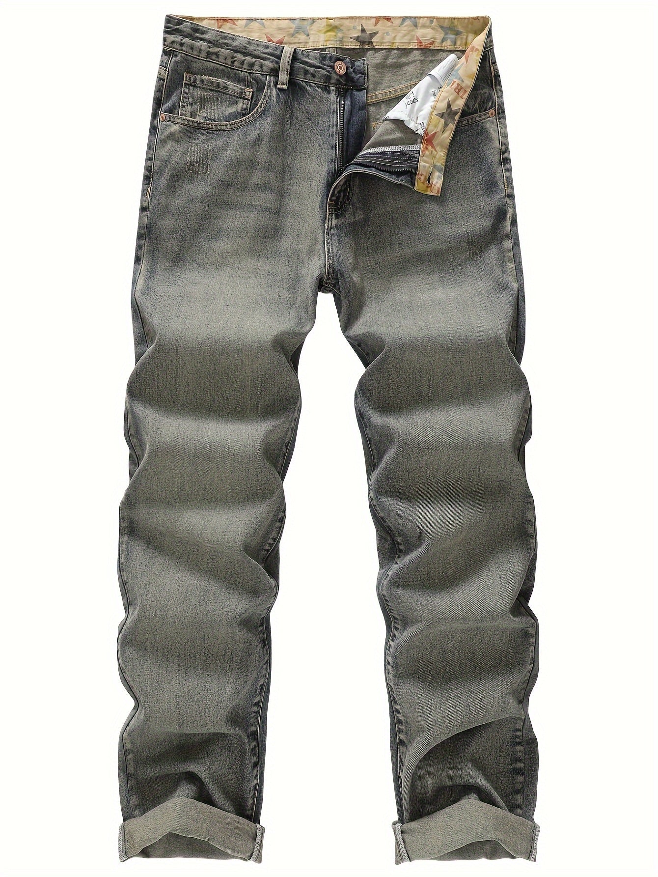 Classic Fit Mens Regular Length Non-Stretch Straight Leg Denim Jeans - Soft Washed, Machine Washable, All-Season Basics - Durable Woven Fabric, Solid Color, No Sheer