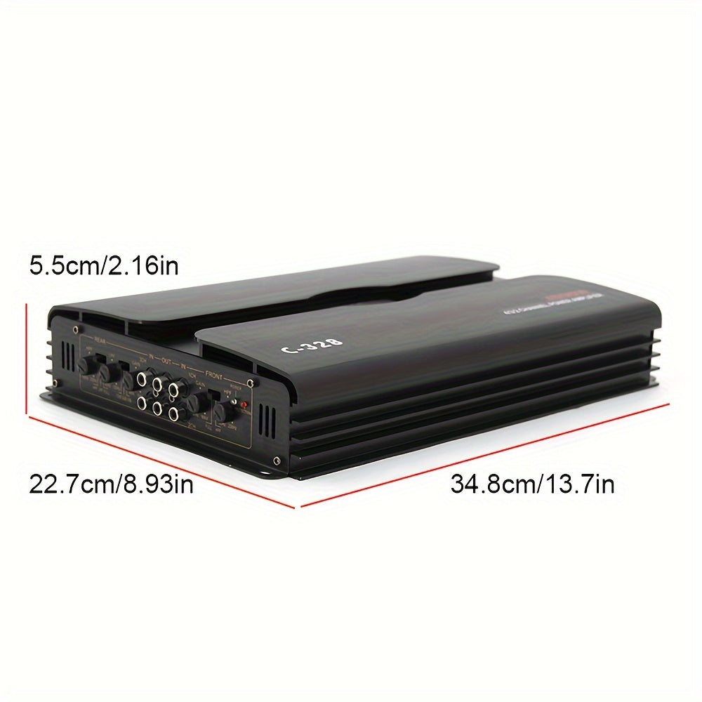 MAX.3800W 4-channel Class A/B Car Stereo Amplifier, RMS.4*80W High Output, 2/4 Ohm Stable, High/low Level Input, Bridgeable, Good Heat Dissipation, Improved Sound Quality, Suitable For Speakers And Subwoofers