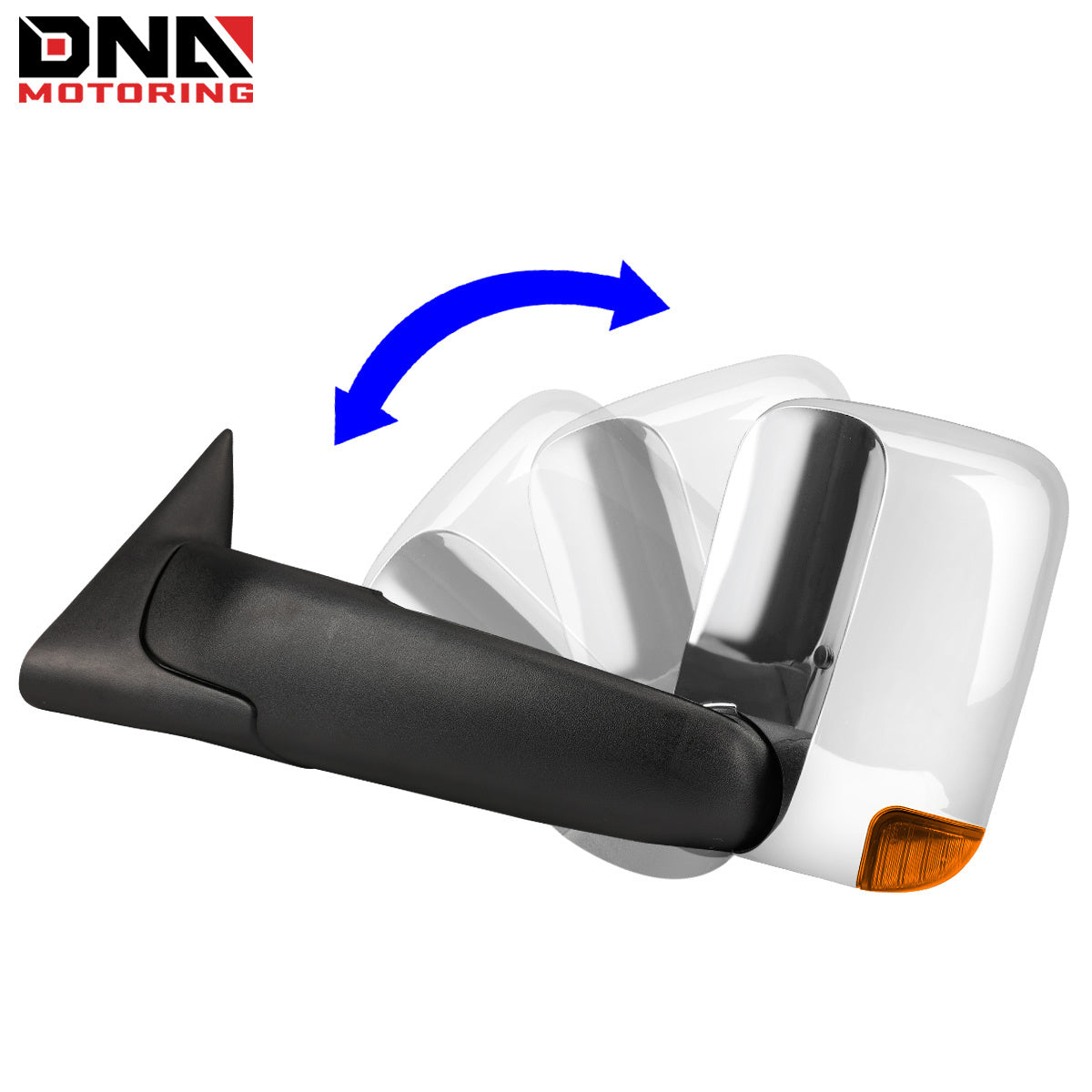 DNA MOTORING Pair Chrome Power Heated LED Turn Signal Side Towing Mirror Compatible with Dodge Ram BR/BE 98-02
