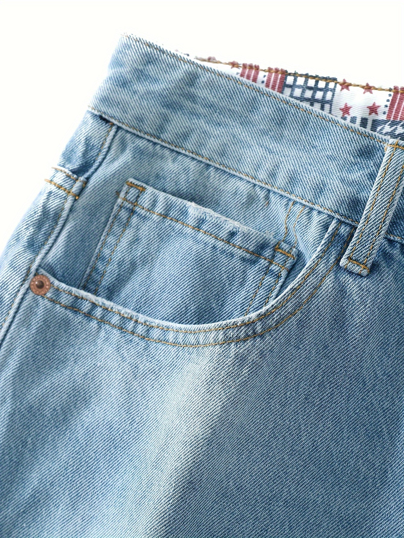 Men's Non-Stretch Ripped Regular Fit Straight-Leg Denim Pants Jeans