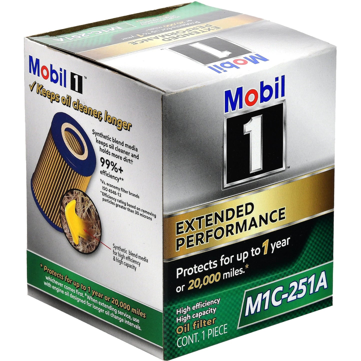 (6 Pack Case) Extended Performance Oil Filter, M1C-251A, 1 Count