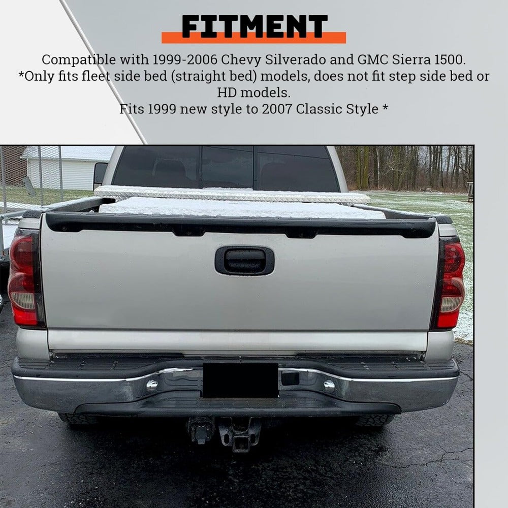 Rear Step Bumper Bar Chrome Compatible with 1999-2006 Chevy Chevrolet Silverado GMC Sierra 1500 WPad & License Plate Lights Replacement for GM1103122 12496085 FLEET SIDE BED ONLY