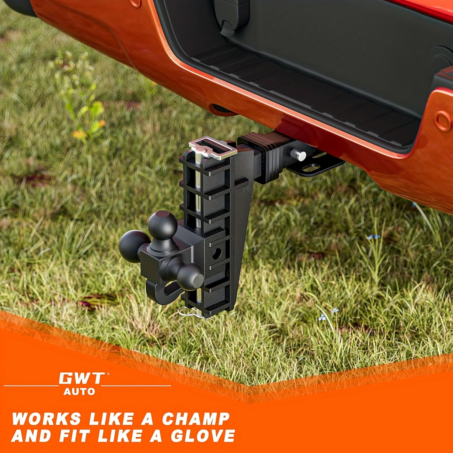 Heavy-Duty Adjustable Trailer Hitch with Hook - 2.5" Receiver, 8" Drop, 18500 LBS Capacity, Tri-Ball Design (1-7/8" to 2-5/16") for Smoother Towing, Easy Installation, Durable Iron Construction, Corrosion-Resistant Finish, Ve