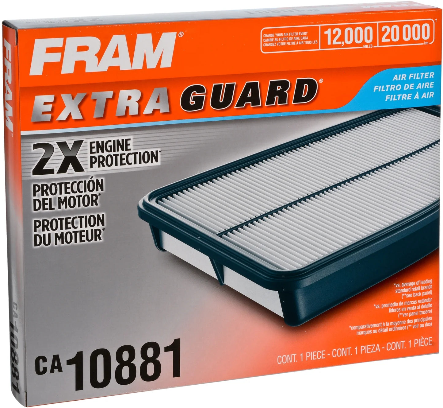 Extra Guard Air Filter, CA10881 for Select Hyundai and Kia Vehicles Fits Select: 2011-2015 HYUNDAI SONATA, 2011-2016 KIA OPTIMA