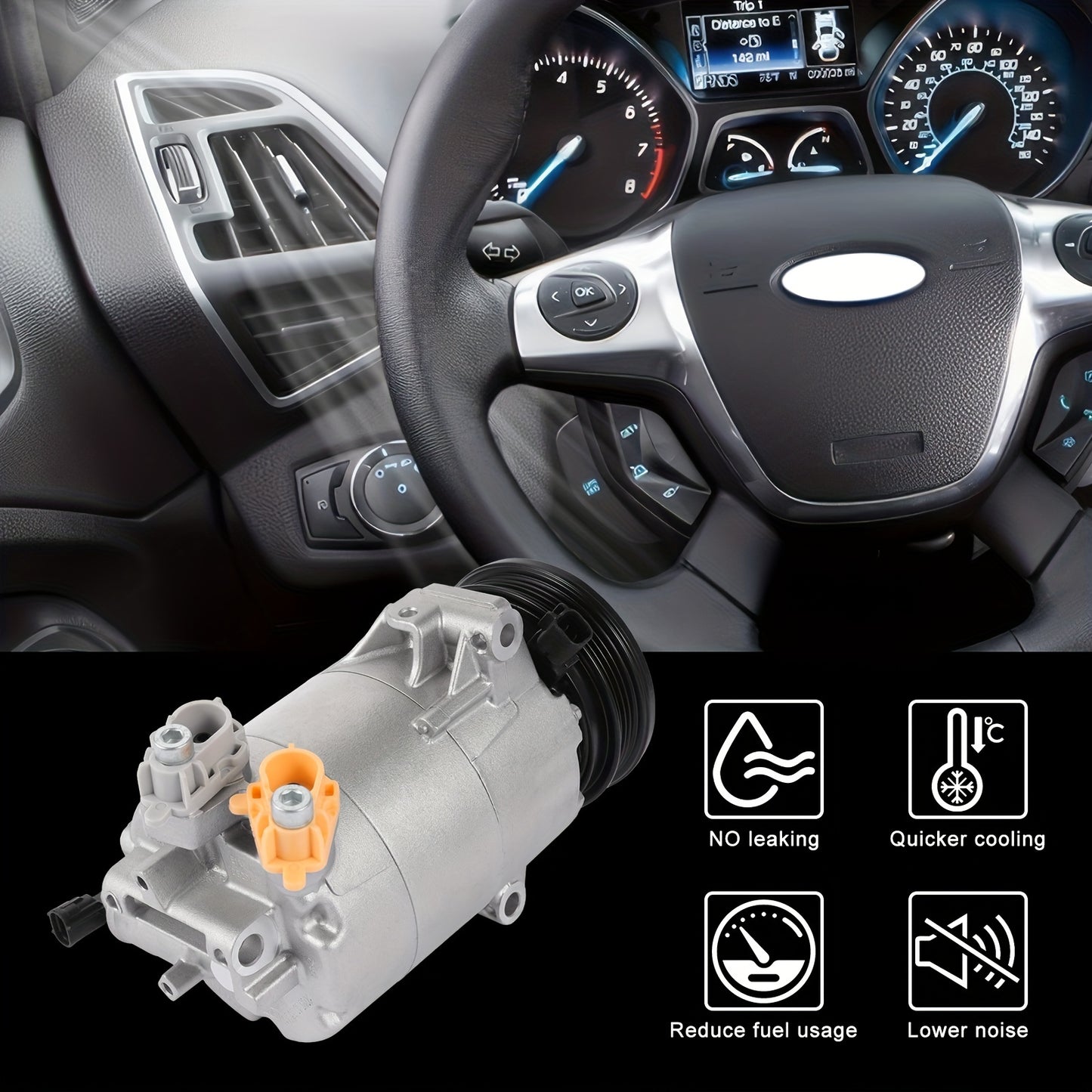 A/C AC Compressor+Clutch For Lincoln MKC 2.0L 2.3L 2015-2016 For Ford Escape 2.0L 2013-2016