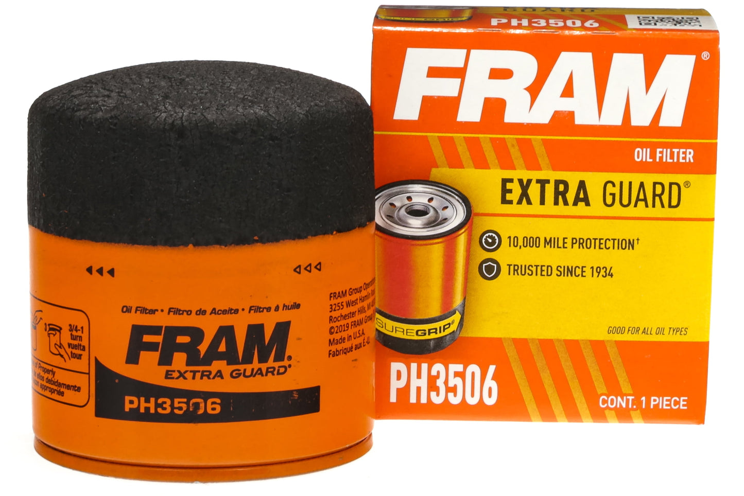 Extra Guard Oil Filter, PH3506, 10K Miles, Replacement Oil Filter Fits Select Vehicles