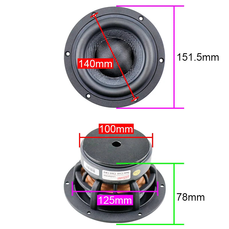 GHXAMP HIFI 5.25 Inch Subwoofer Woefer Speaker 4OHM 3-way Frequency Bass Loudspeaker 60W 120W Glass Fiber Basin 1PC