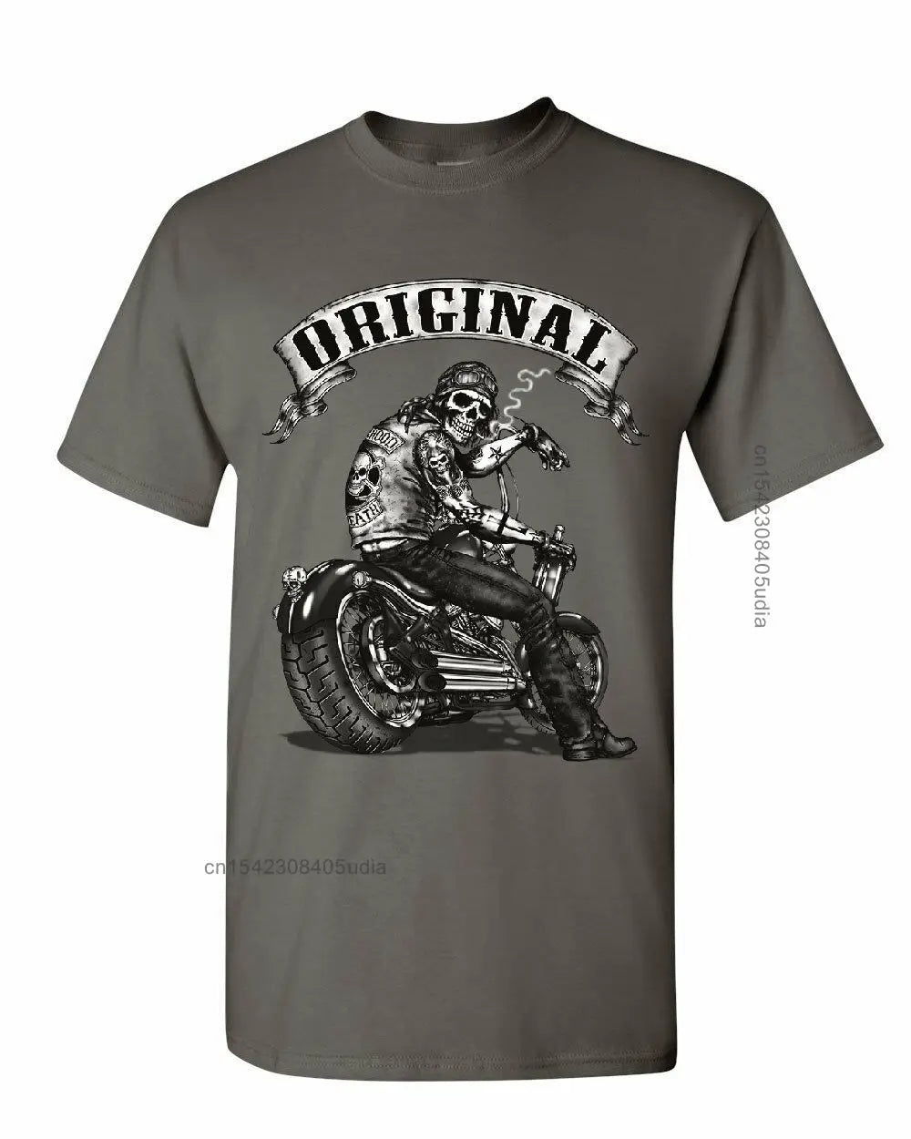 Original Biker Skull T-Shirts Ride Or Die Route 66 Motorcycle Mc New T Shirt Men Summer Design T Shirt