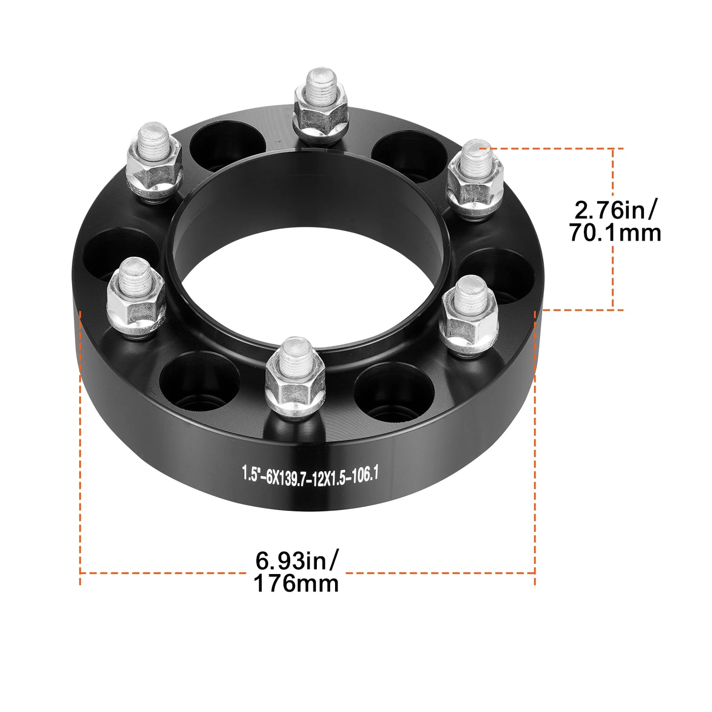 VEVOR Wheel Spacers 8"x6.5" Wheel Adapters 8 Lug Forged Spacer 9/16"-18 Studs Spacers for Dodge Ram 2500 Ram 3500 Ford F250 F350