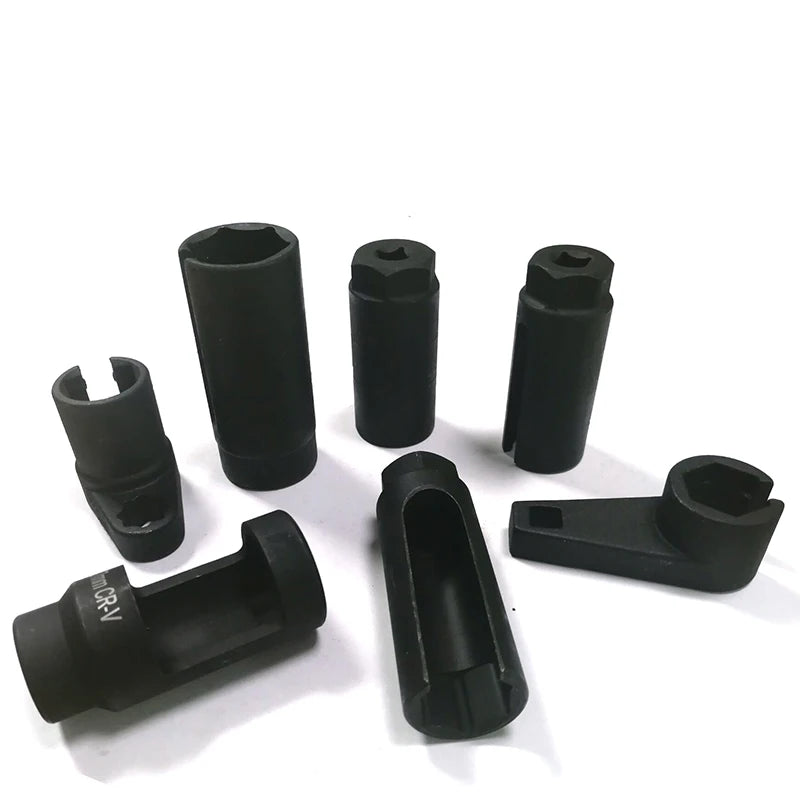7PCS 1/2 & 3/8 Drive CR-V steel Sensor Socket Kit O2 Oxygen Sensor Sleeve Tool Wrench Socket Set