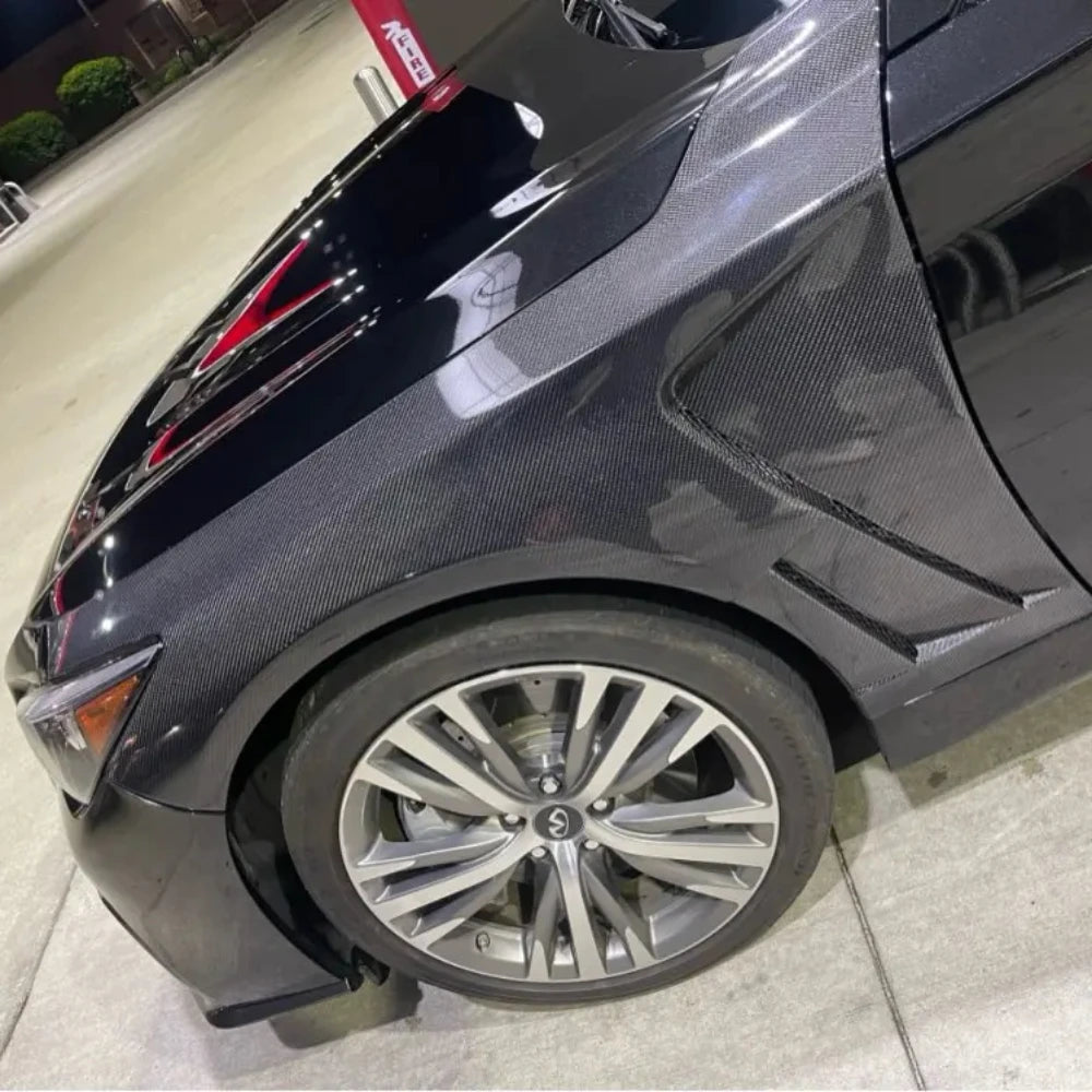 For Infiniti Q50 KZ Style Vented Wet Carbon Fiber Front Fender Pair Body Kits