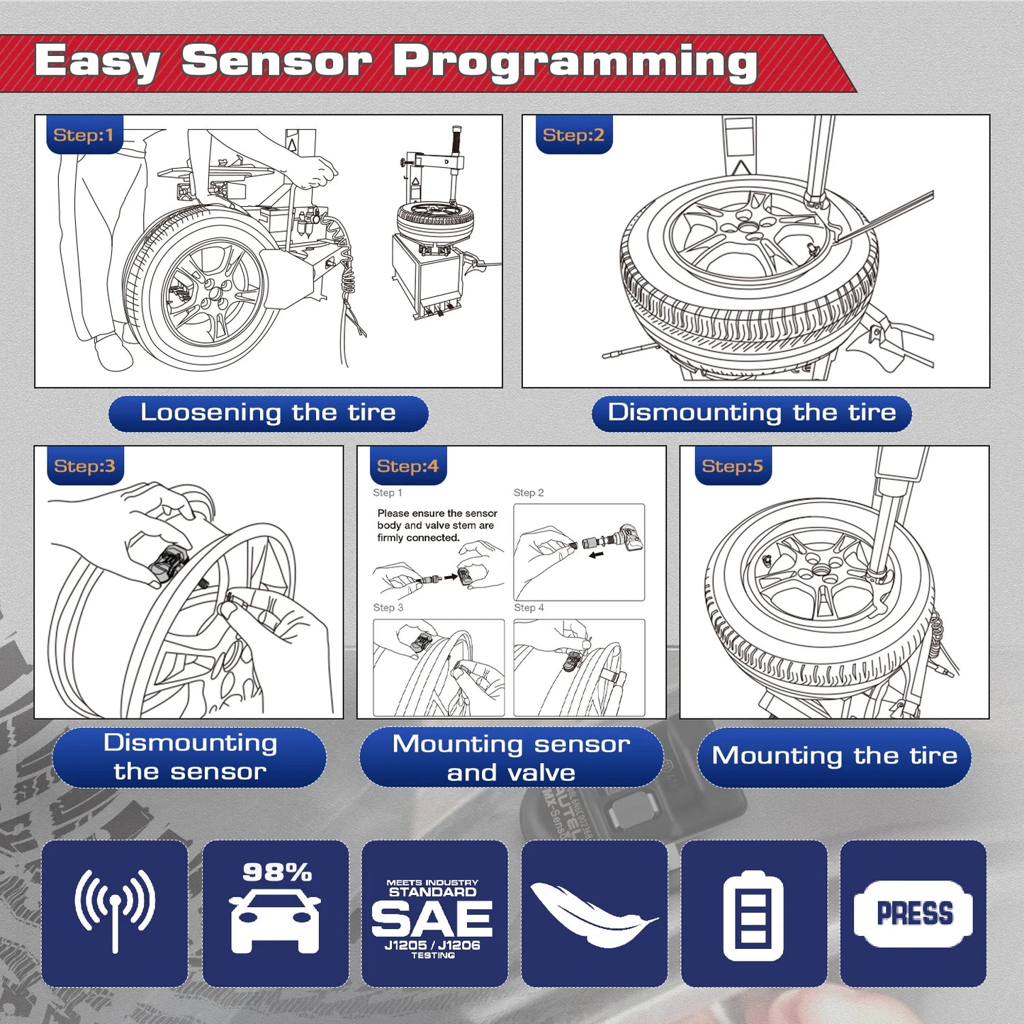 Autel TPMS MX Sensor 315MHz 433MHz Sensor 2in1 Clone-able Programming Sensors For TS501 TS508 Tire Pressure Monitoring Car Tool