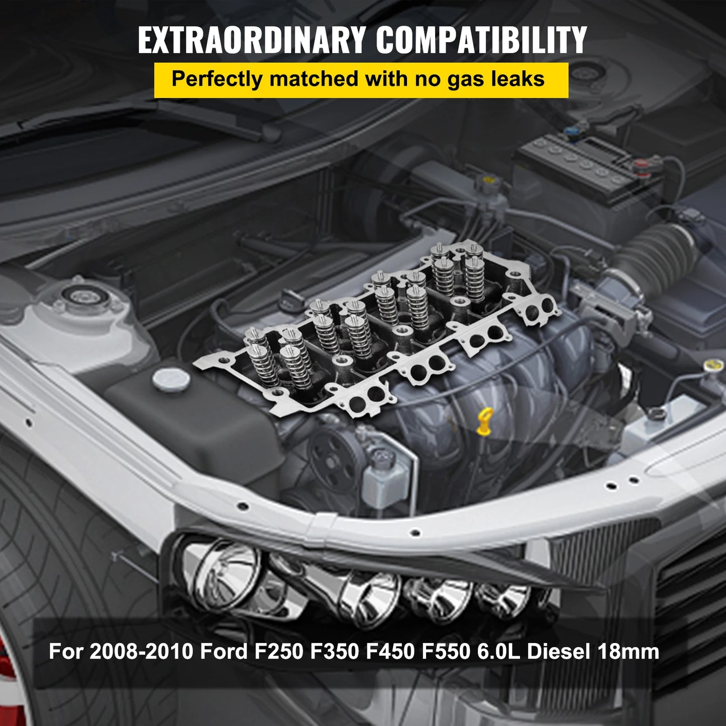 VEVOR Cylinder Head Assembled, Engine Cylinder Head Assembly Replacement 6.4L, Cast Iron Cylinder Head Fit for 08-10 Ford F250