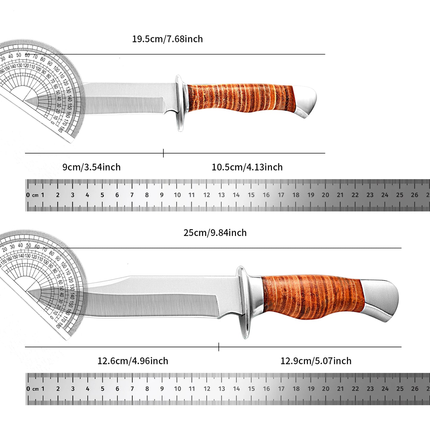 Outdoor multi-purpose knife with anti-slip handle, stainless steel hand-forged blade, essential for wilderness survival.