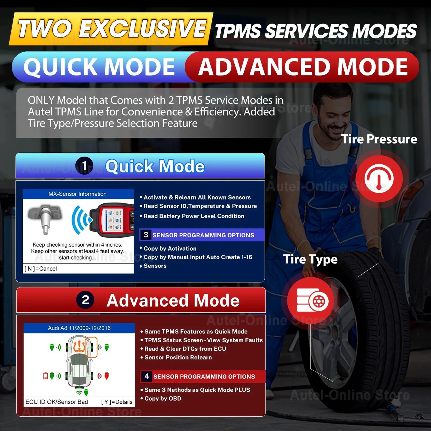 Autel MaxiTPMS TS508WF TPMS Relearn Tool OBD2 Scanner TPMS Reset Service, Read/Clear TPMS Code, Wi-Fi Version of TS508