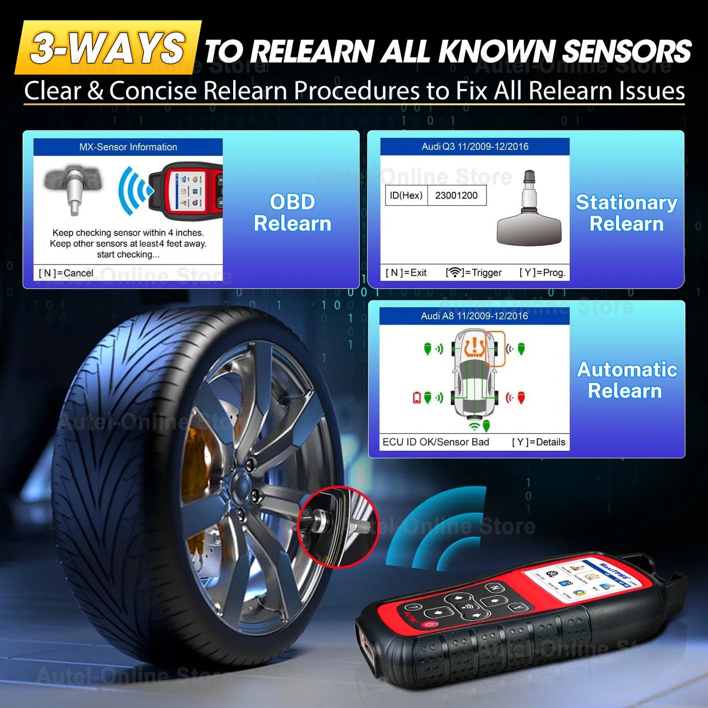 Autel MaxiTPMS TS508WF TPMS Relearn Tool OBD2 Scanner TPMS Reset Service, Read/Clear TPMS Code, Wi-Fi Version of TS508