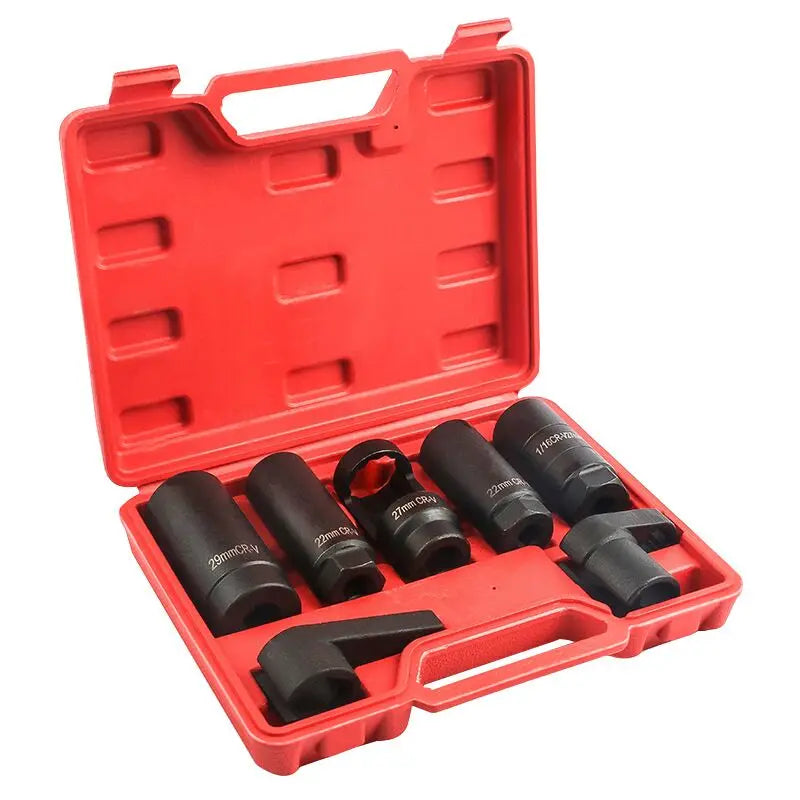7PCS 1/2 & 3/8 Drive CR-V steel Sensor Socket Kit O2 Oxygen Sensor Sleeve Tool Wrench Socket Set