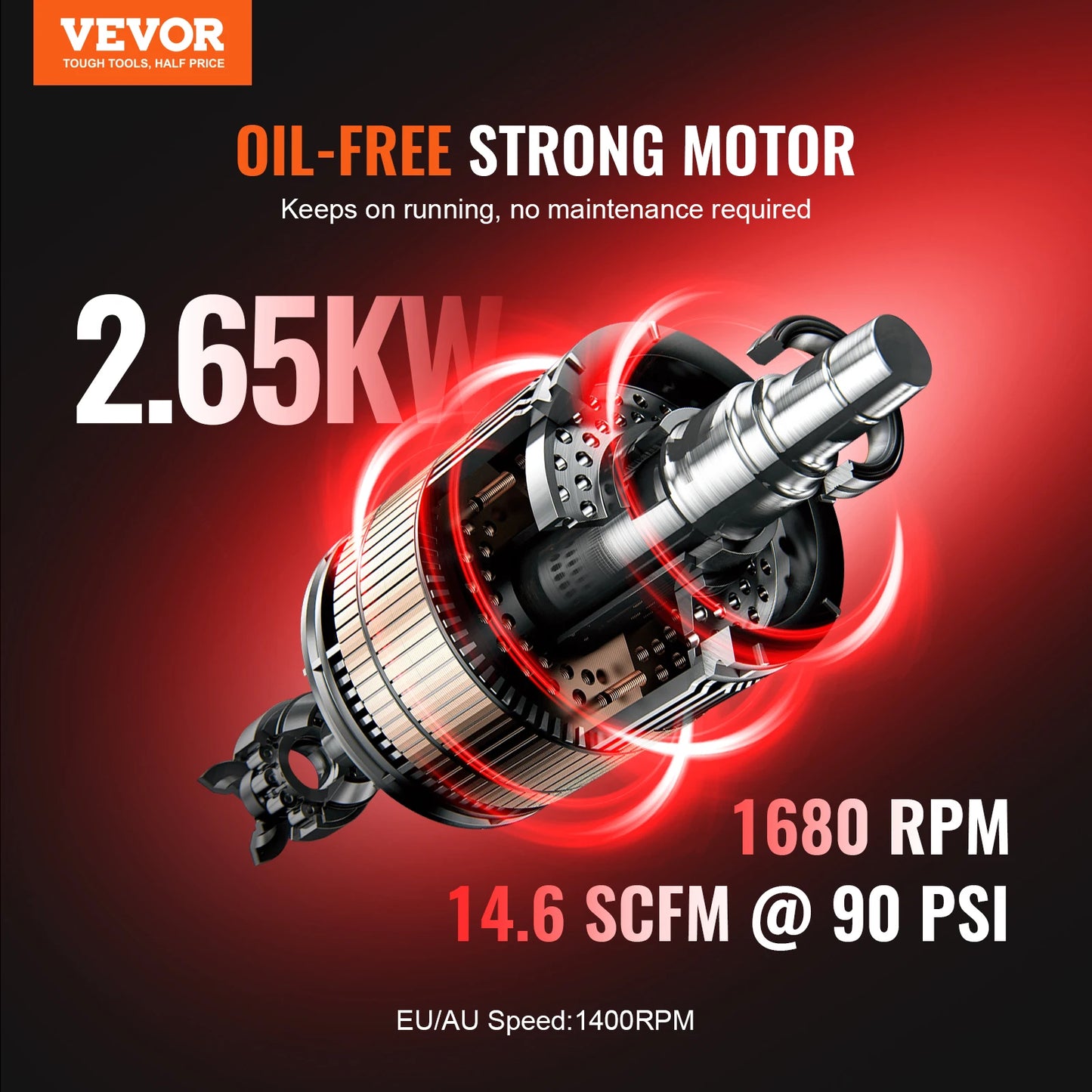 VEVOR Air Compressor 750W/1450W/3000W Oil Free Air Compressor Quiet Portable Compressor Pump for Auto Repair Tire Inflation Home
