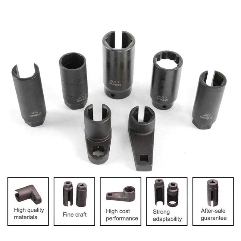 7PCS 1/2 & 3/8 Drive CR-V steel Sensor Socket Kit O2 Oxygen Sensor Sleeve Tool Wrench Socket Set