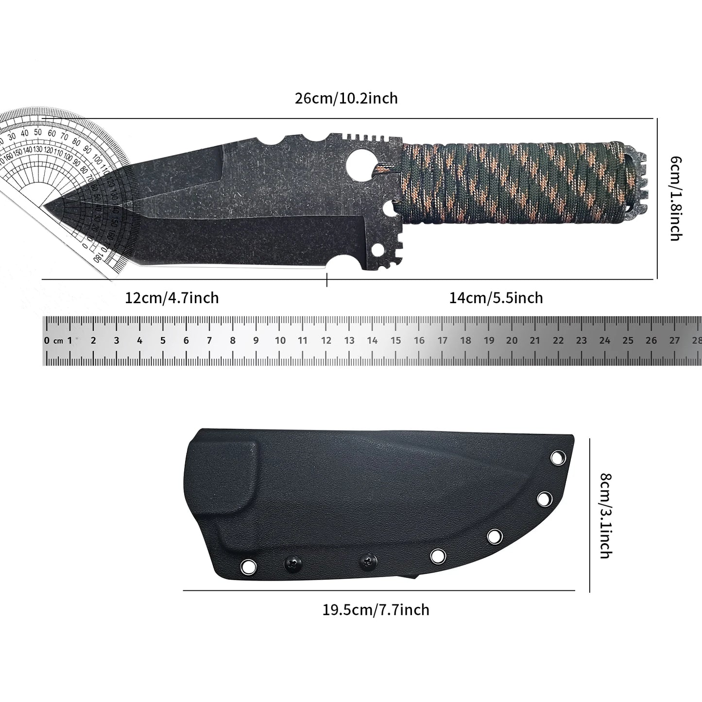 Outdoor multi-functional sharp knives camping mountaineering defense tactical equipment high hardness straight knife