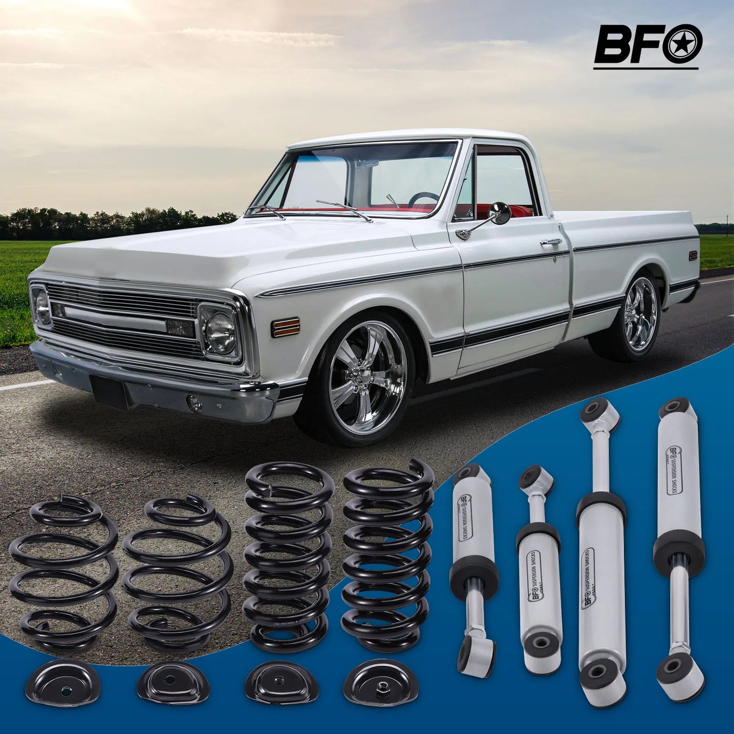 Front 3 inch Rear 5 inch Drop Lowering Kit w/ Shocks for Chevrolet C10 1963-1972