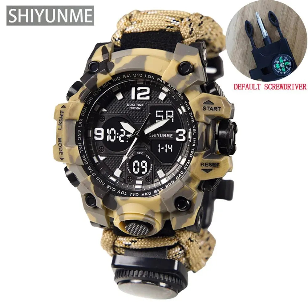 G Style Military Sport Watch Men Waterproof LED Digital Watch Outdoor Camping Compass Thermometer Quartz Wristwatch