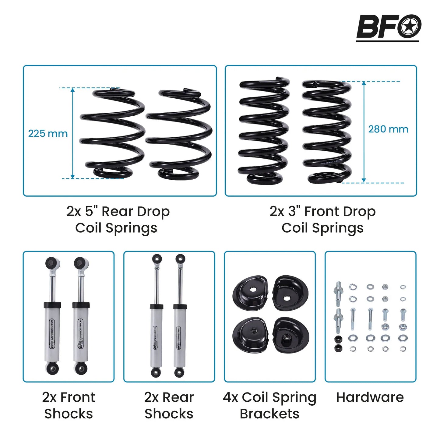 Front 3 inch Rear 5 inch Drop Lowering Kit w/ Shocks for Chevrolet C10 1963-1972