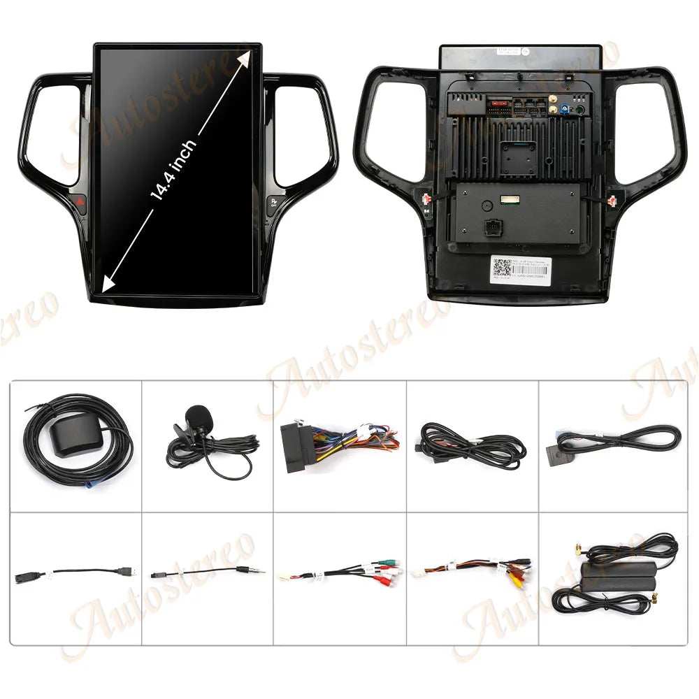 14.4 Inch Android 8+128GB For JEEP Grand Cherokee 2010-2021 Tesla Style Car GPS Navigation Multimedia Player Radio Tape Headunit