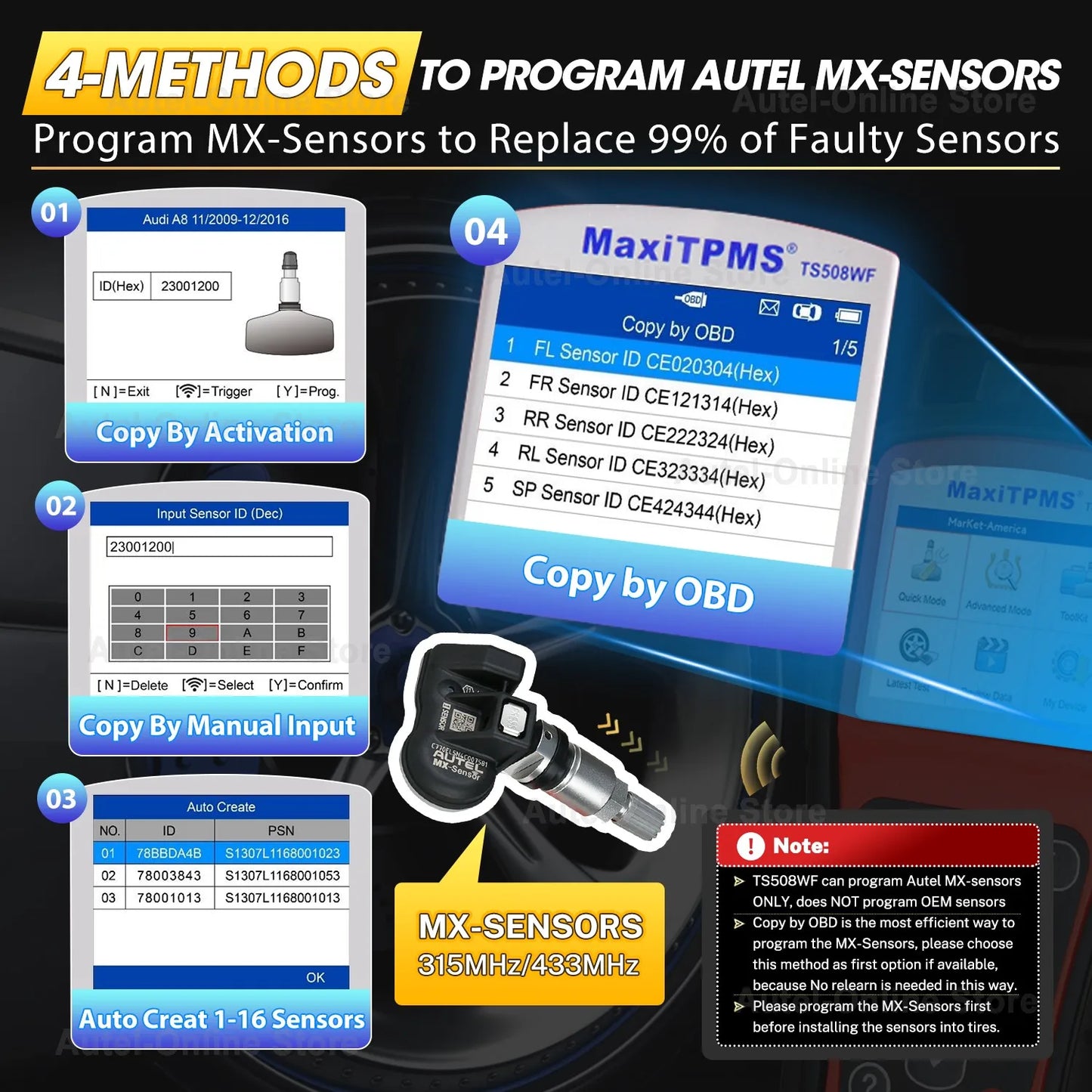 Autel MaxiTPMS TS508WF TPMS Relearn Tool OBD2 Scanner TPMS Reset Service, Read/Clear TPMS Code, Wi-Fi Version of TS508