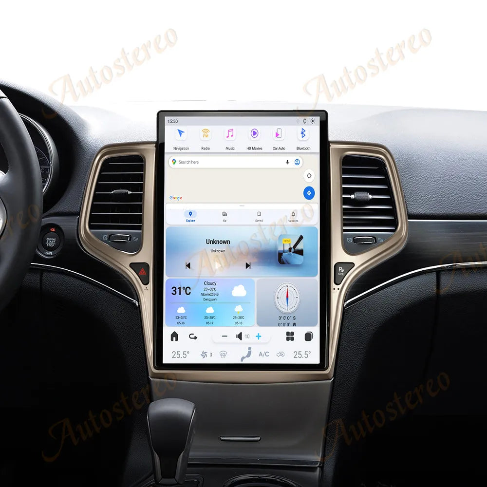 14.4 Inch Android 8+128GB For JEEP Grand Cherokee 2010-2021 Tesla Style Car GPS Navigation Multimedia Player Radio Tape Headunit