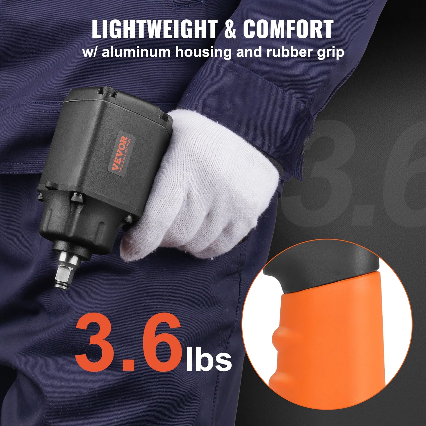 VEVOR Air Impact Wrench 3/8 Inch Square Drive 690ft lbs Pneumatic Impact Gun Tire Removal Tool for Auto Repairs and Maintenance