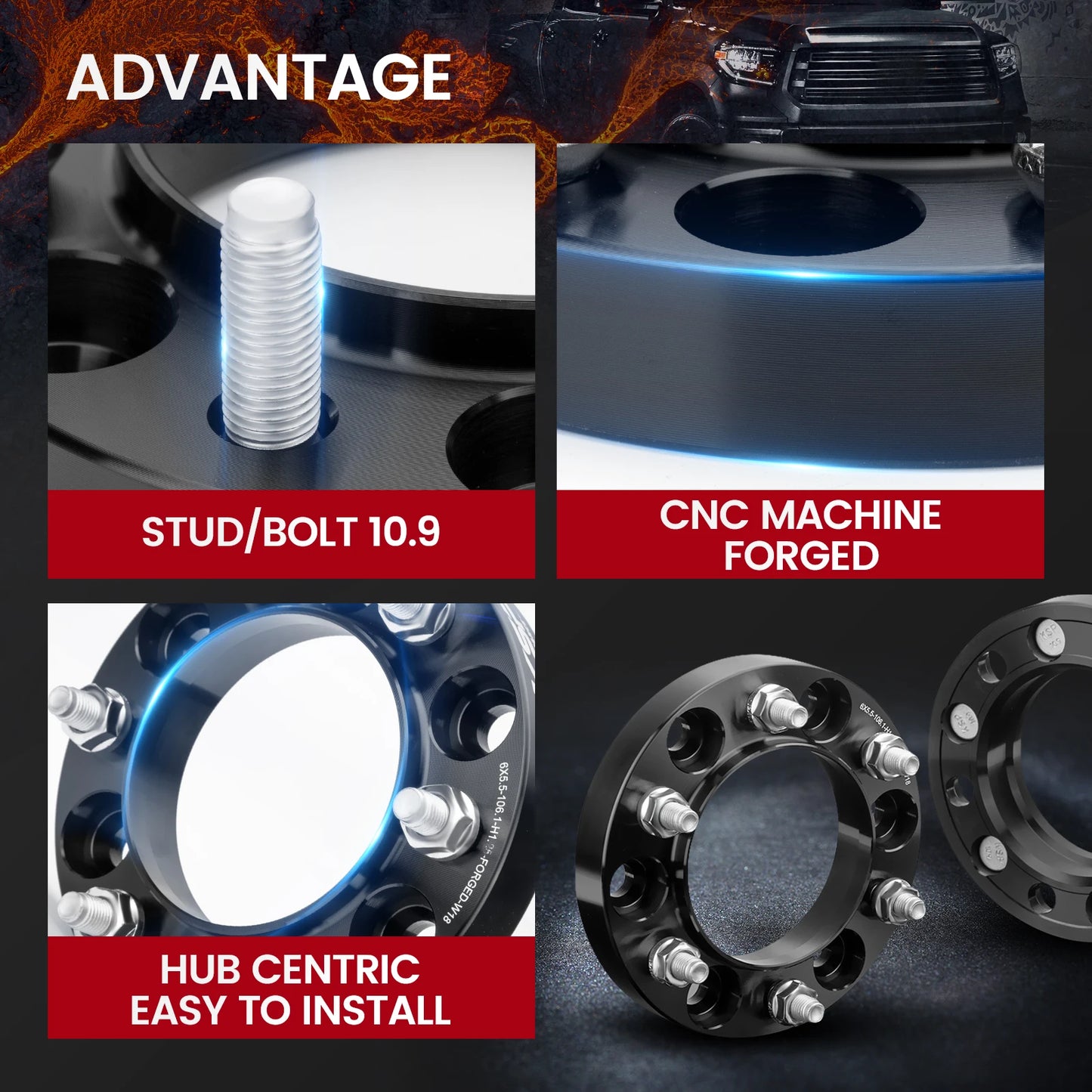 4x1.25" 6x5.5 Hub Centric Wheel Spacers 32mm Fit for 4Runner Tacoma Tundra FJ Cruiser with Open Lug Nuts
