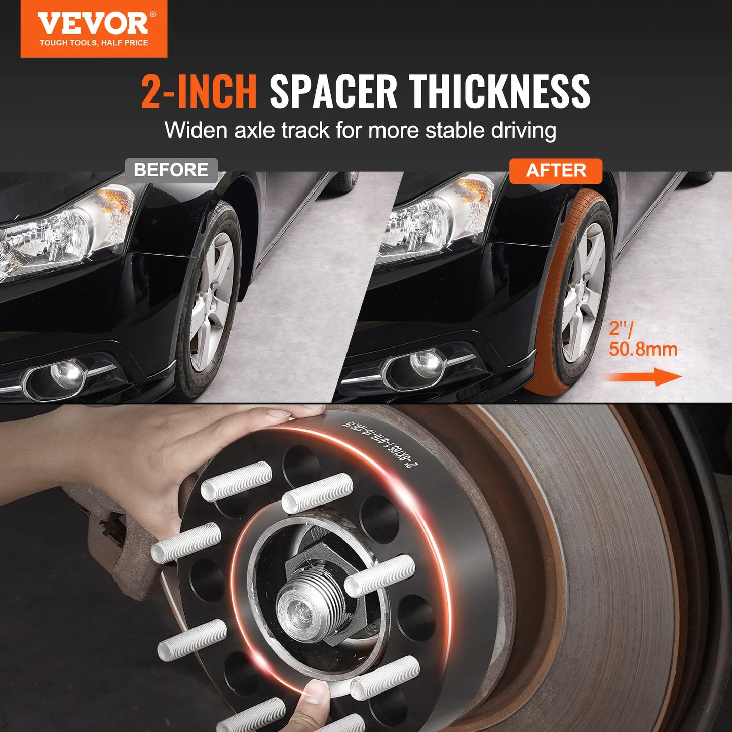 VEVOR Wheel Spacers 8"x6.5" Wheel Adapters 8 Lug Forged Spacer 9/16"-18 Studs Spacers for Dodge Ram 2500 Ram 3500 Ford F250 F350