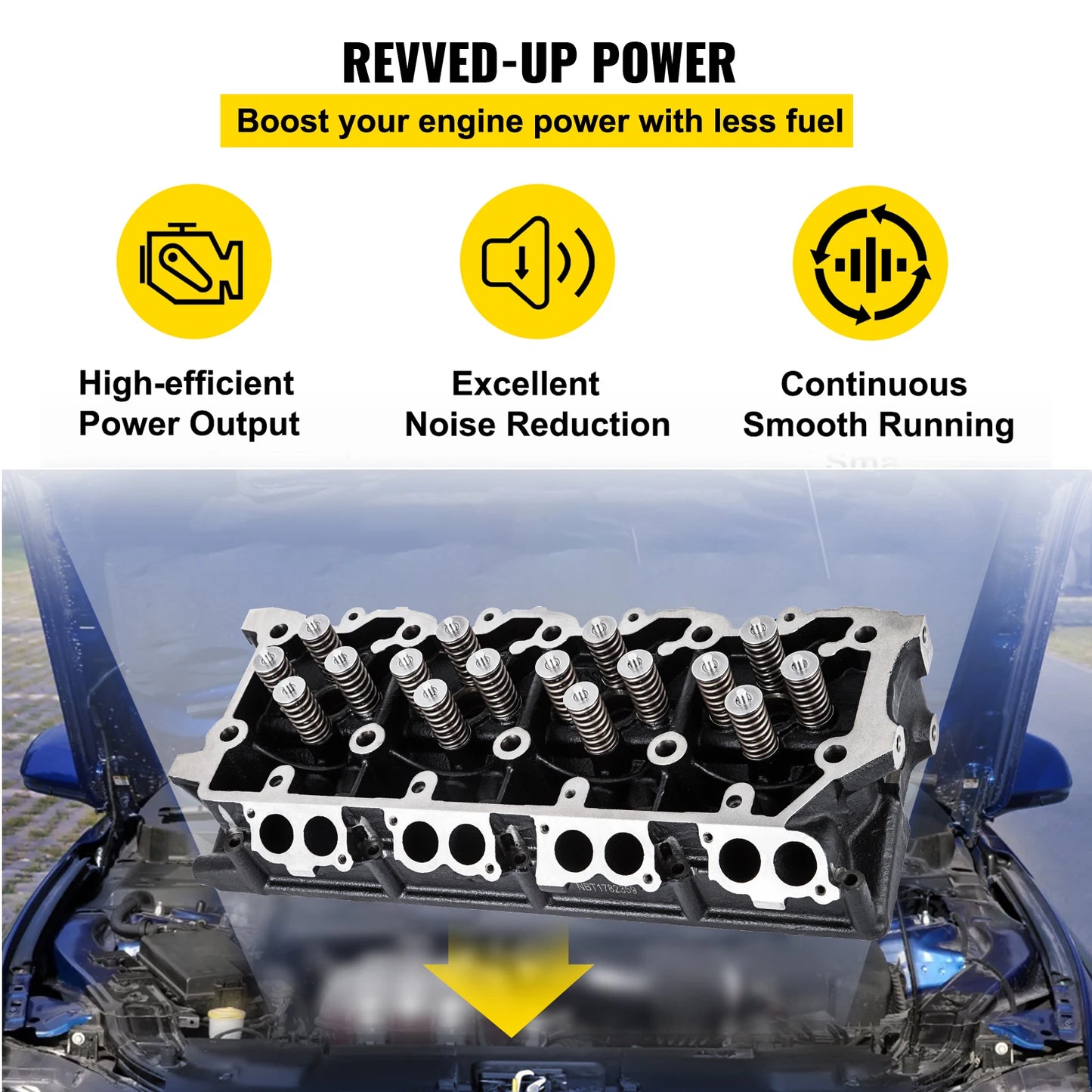 VEVOR Cylinder Head Assembled, Engine Cylinder Head Assembly Replacement 6.4L, Cast Iron Cylinder Head Fit for 08-10 Ford F250