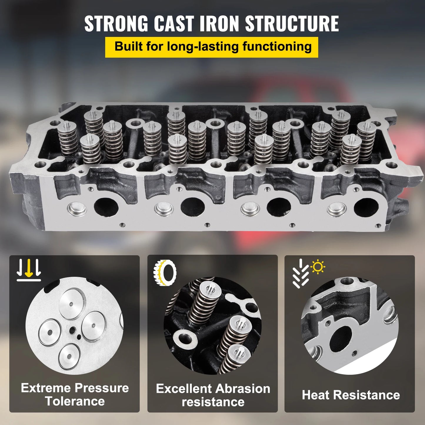 VEVOR Cylinder Head Assembled, Engine Cylinder Head Assembly Replacement 6.4L, Cast Iron Cylinder Head Fit for 08-10 Ford F250