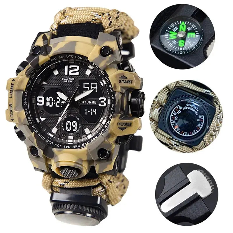 G Style Military Sport Watch Men Waterproof LED Digital Watch Outdoor Camping Compass Thermometer Quartz Wristwatch
