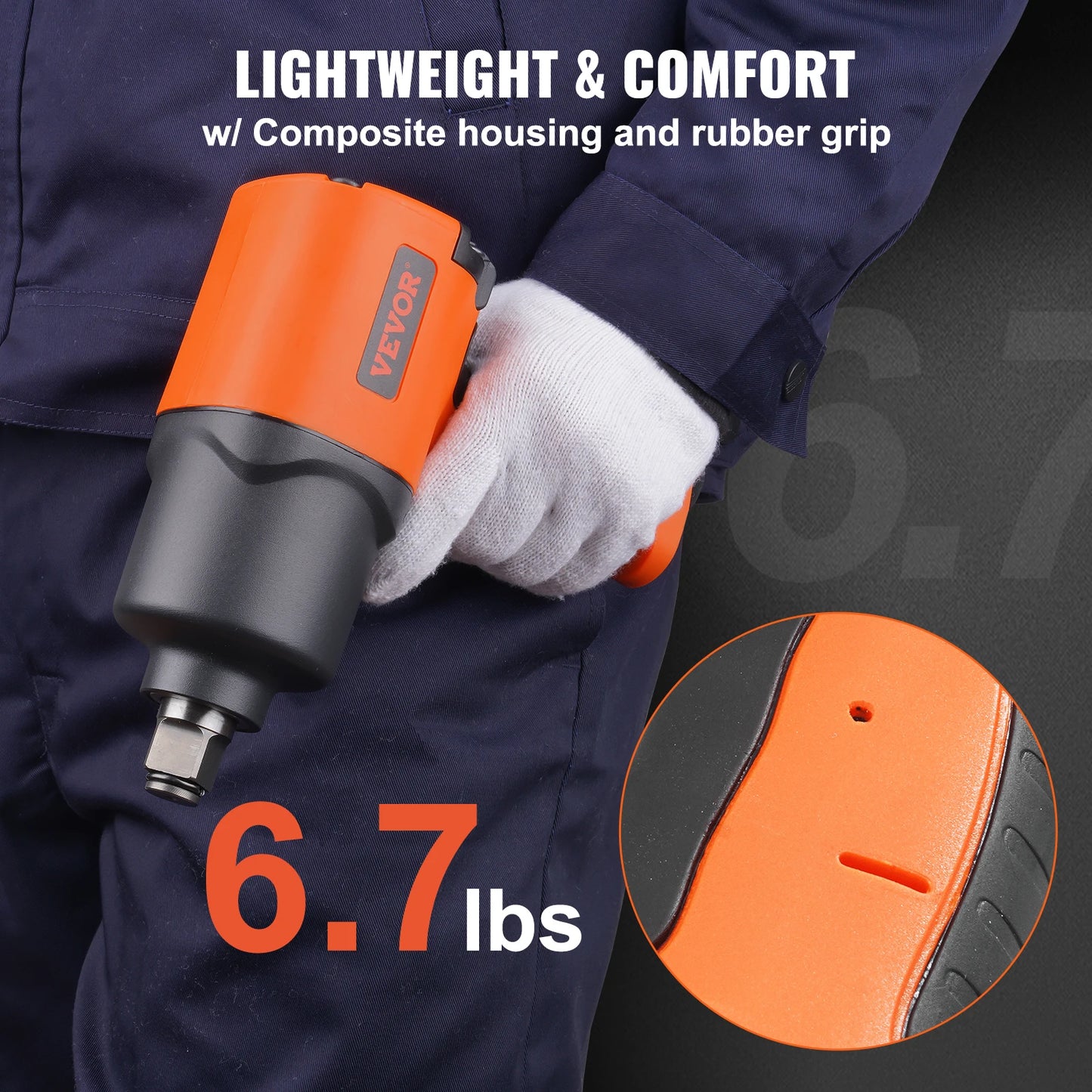 VEVOR Air Impact Wrench 3/4" Square Drive 1870ft-lbs Nut-busting Torque Air Impact Gun Composite Pneumatic Gun for Auto Repairs