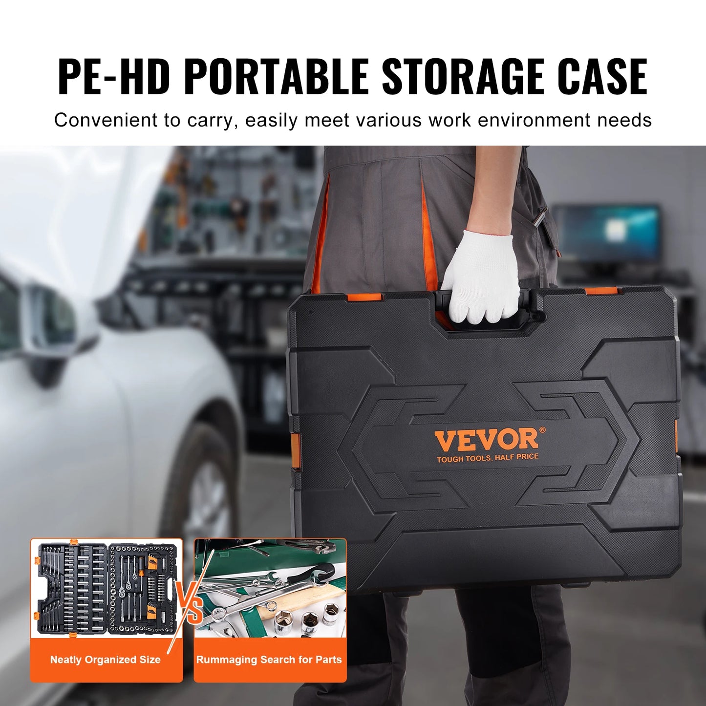 VEVOR Mechanics Tool Set and Socket Set Deep and Standard Sockets 145/205 Pcs SAE and Metric Mechanic Tool Kit with Bits