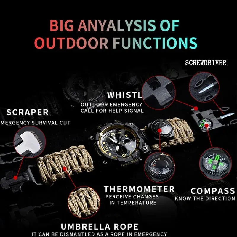 G Style Military Sport Watch Men Waterproof LED Digital Watch Outdoor Camping Compass Thermometer Quartz Wristwatch