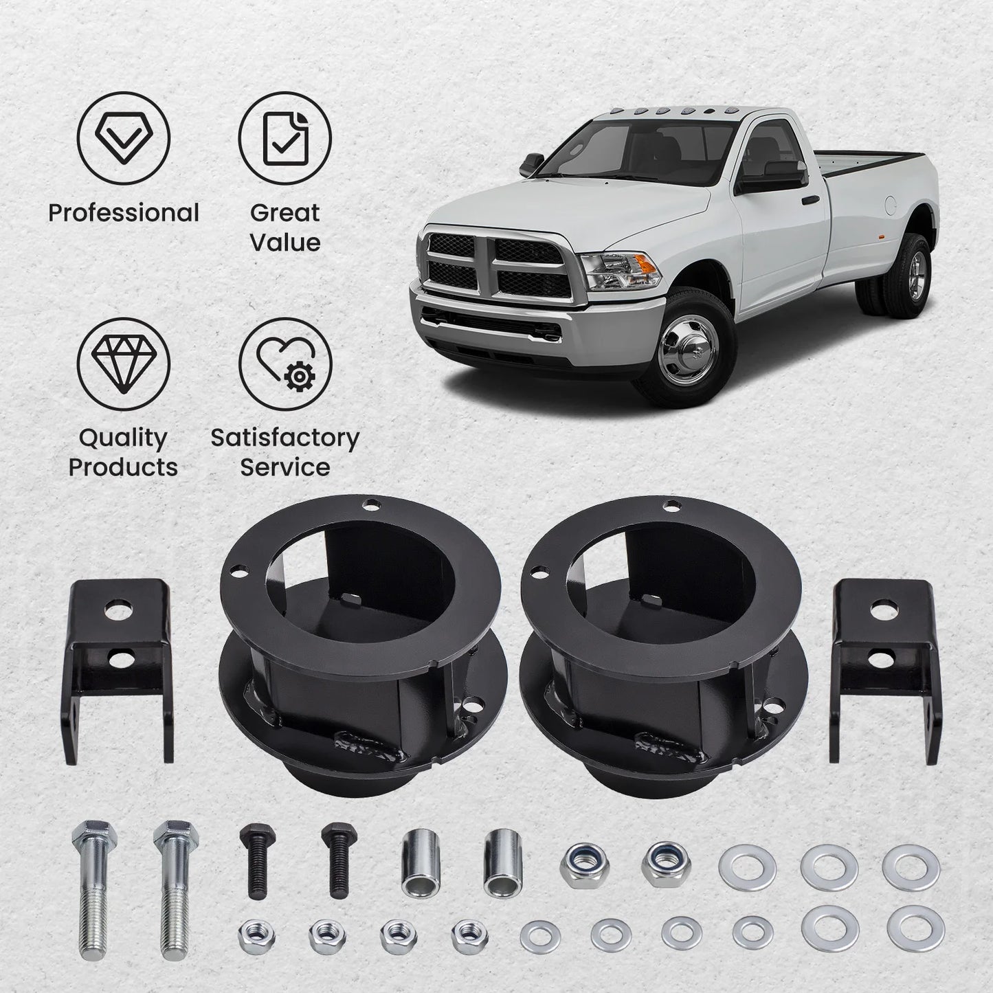 2.5 Inch Front Lift Kit For Dodge Ram 2500 2014-2022 Shock Extension Brackets