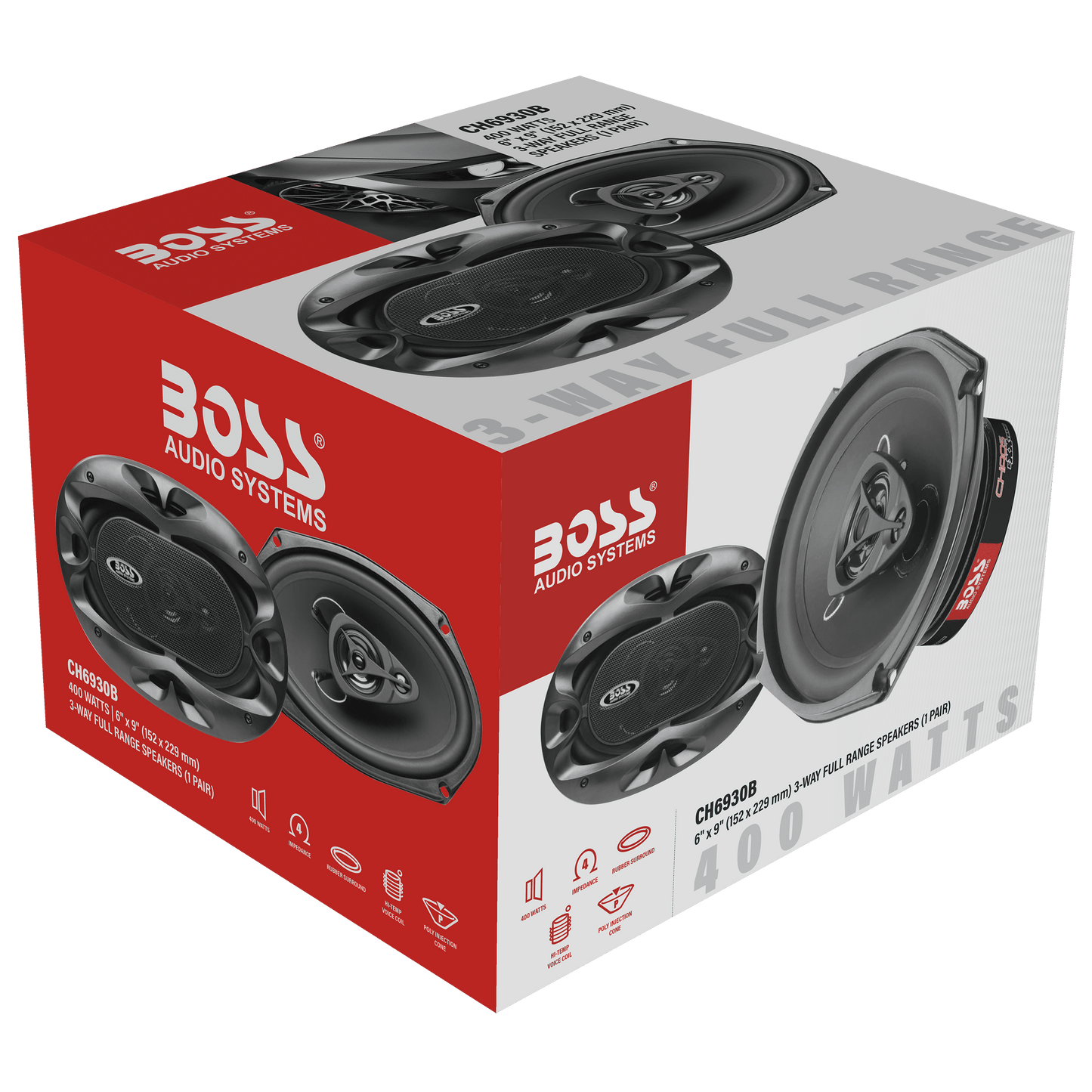 CH6930B Chaos Series 6 X 9 Inch Car Stereo Door Speakers - 400 Watts Max, 3 Way, Full Range Audio, Tweeters, Coaxial, Sold in Pairs