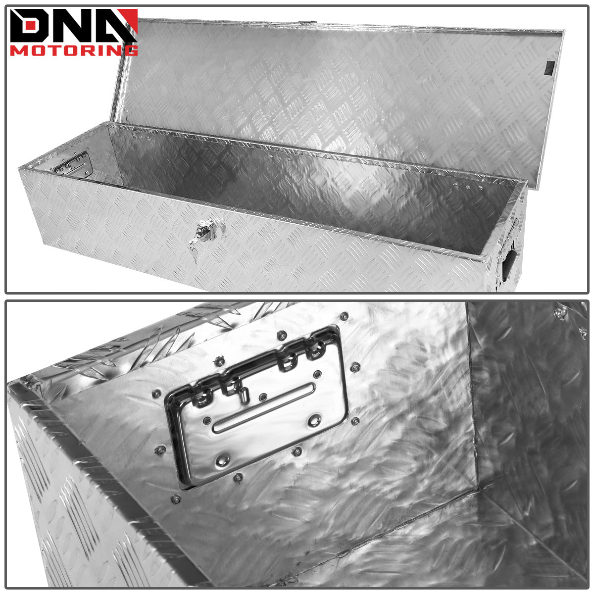 DNA Motoring Aluminum Pickup Truck Bed Trailer Key Lock Storage Tool Box