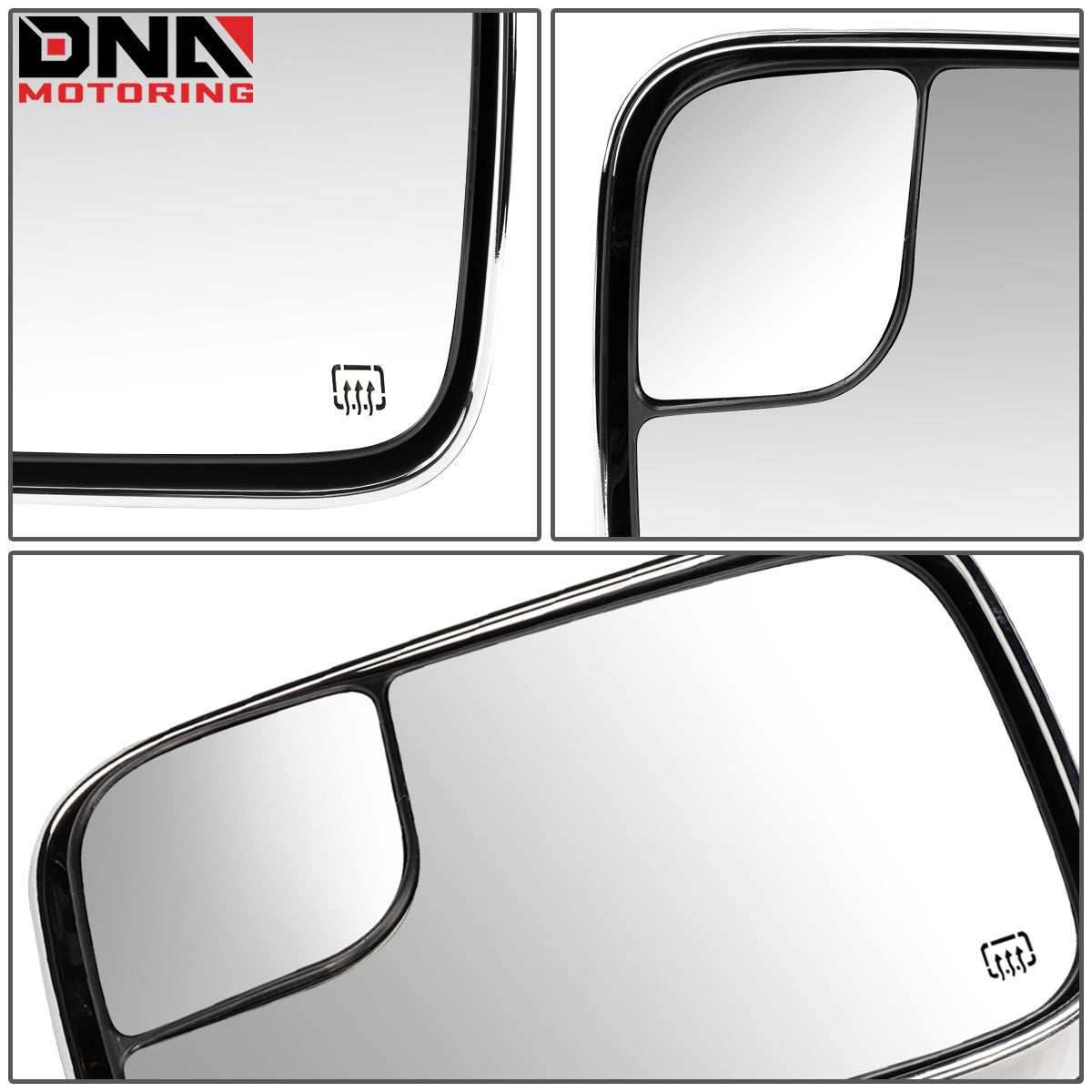 DNA MOTORING Pair Chrome Power Heated LED Turn Signal Side Towing Mirror Compatible with Dodge Ram BR/BE 98-02