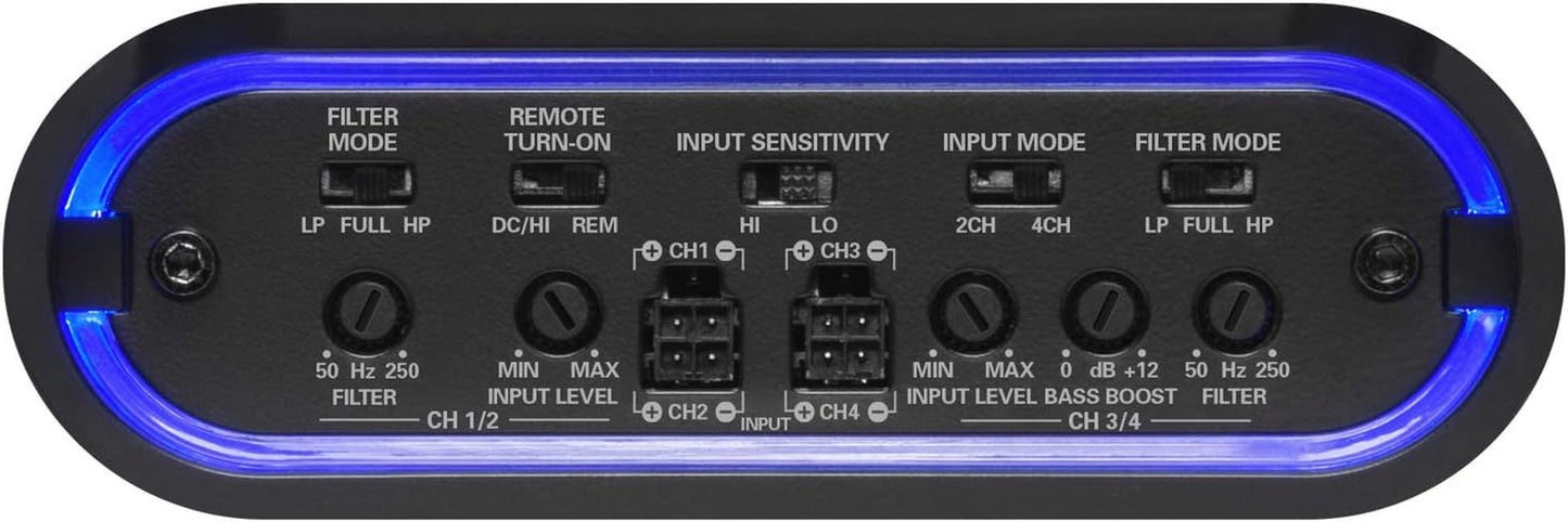 MB300.4D 4 Channel Class D Car Amplifier - 1200 Watts, 2 Ohm Stable, Digital, Full Range, Mosfet Power Supply, Great for Speakers and Subwoofers