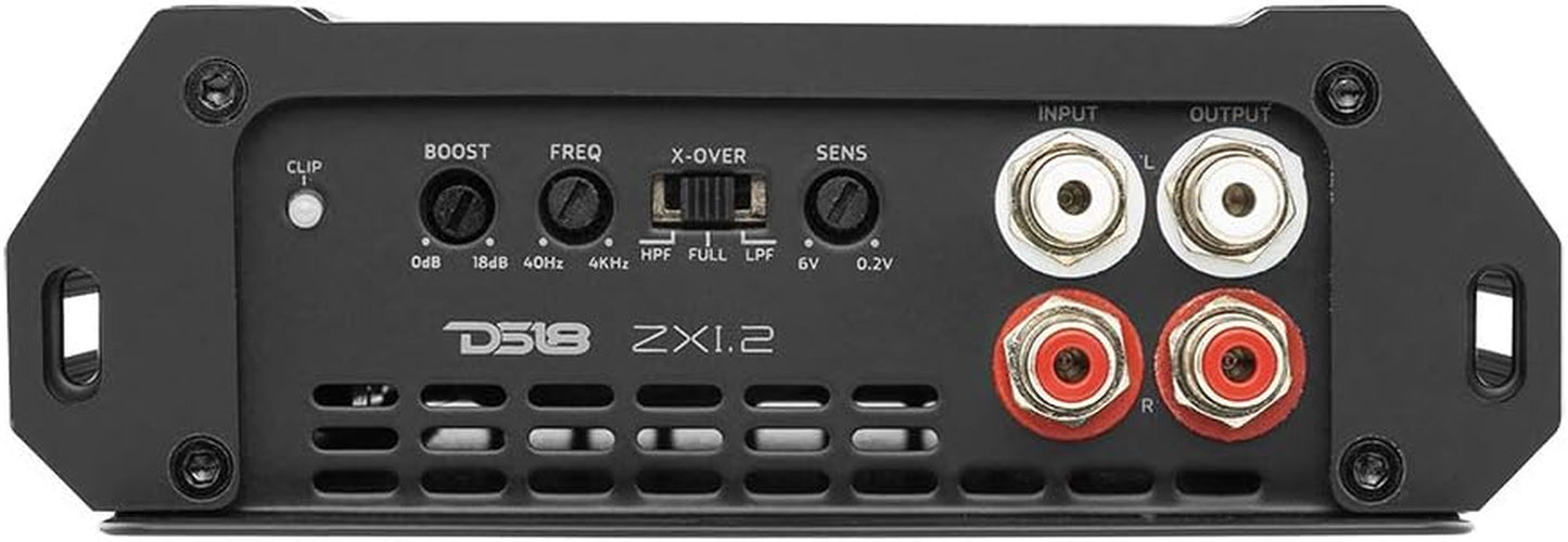 ZXI.2 Car Audio Amplifier - Class D, Full Range, 2 Channel, 370 Watts Max. Adjustable Crossover - Compact Size for Easy Installation on Many Applications