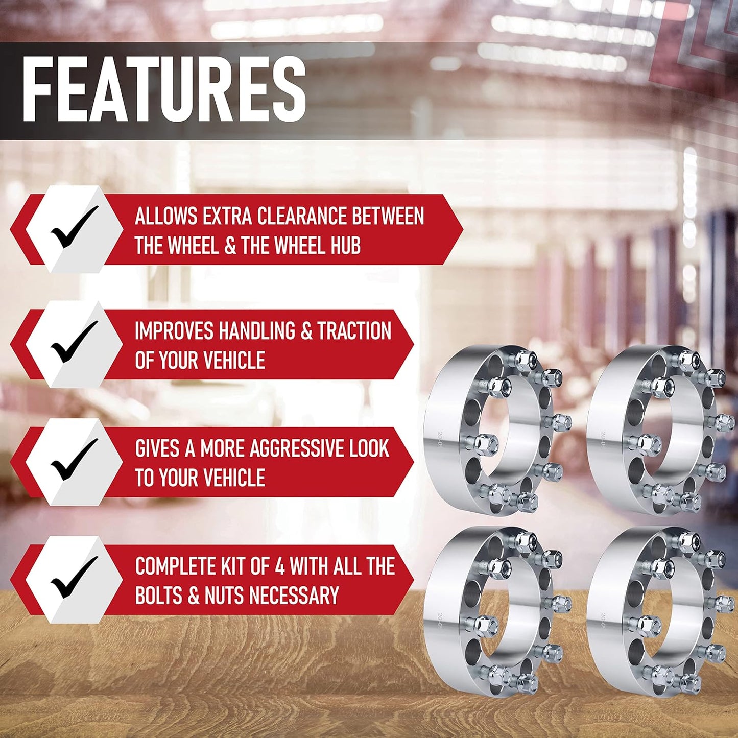 Wheel Spacer Set of 4-8X6.5 Bolt Pattern - 8X165.1Mm Lug Centric 130Mm Bore - 9/16-18 Studs 2 Inches Thick - Compatible with Dodge and Ford Trucks - 1994-2011 Ram 2500, Ram 3500, 88-98 F-250, F-350
