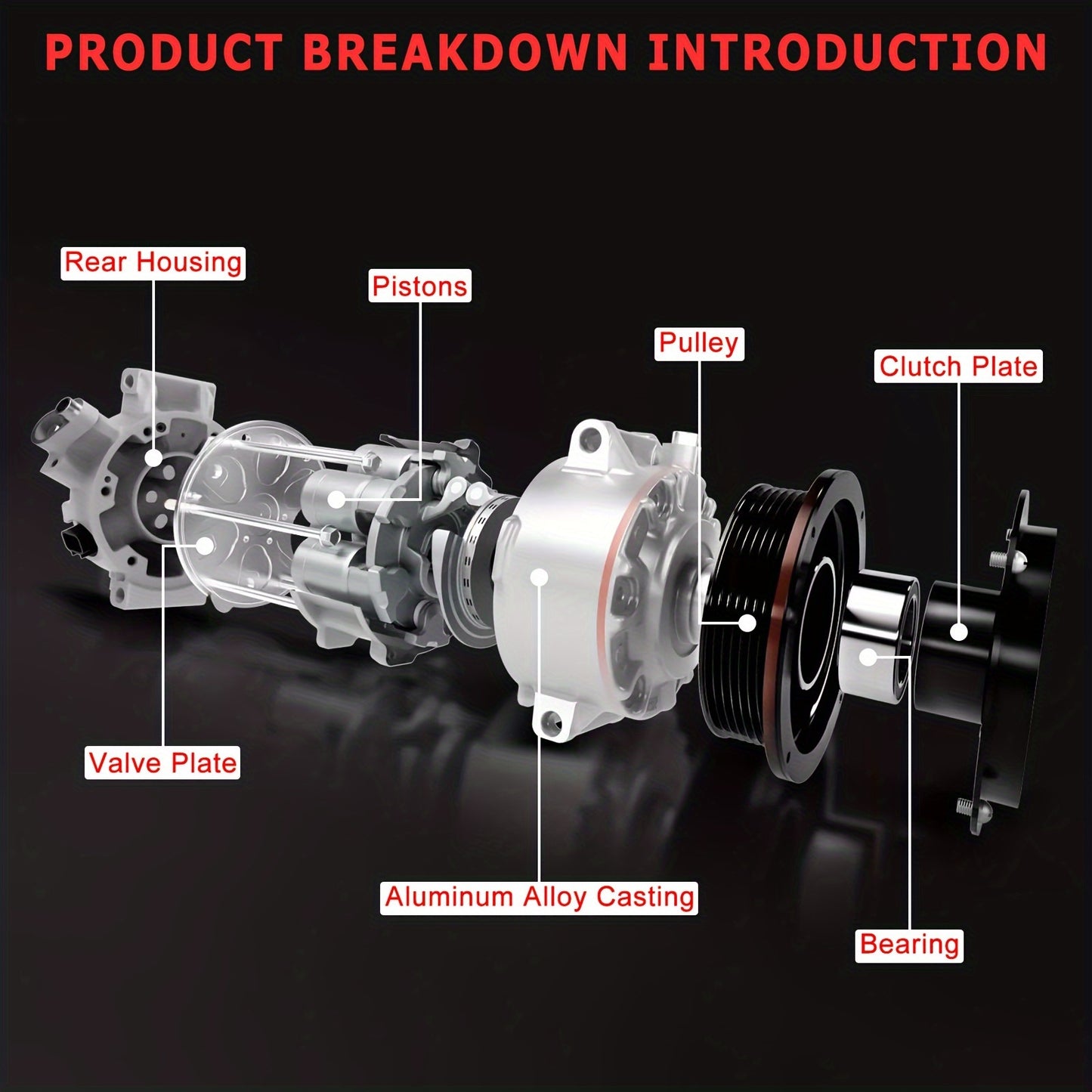 A/C AC Compressor+Clutch For Lincoln MKC 2.0L 2.3L 2015-2016 For Ford Escape 2.0L 2013-2016