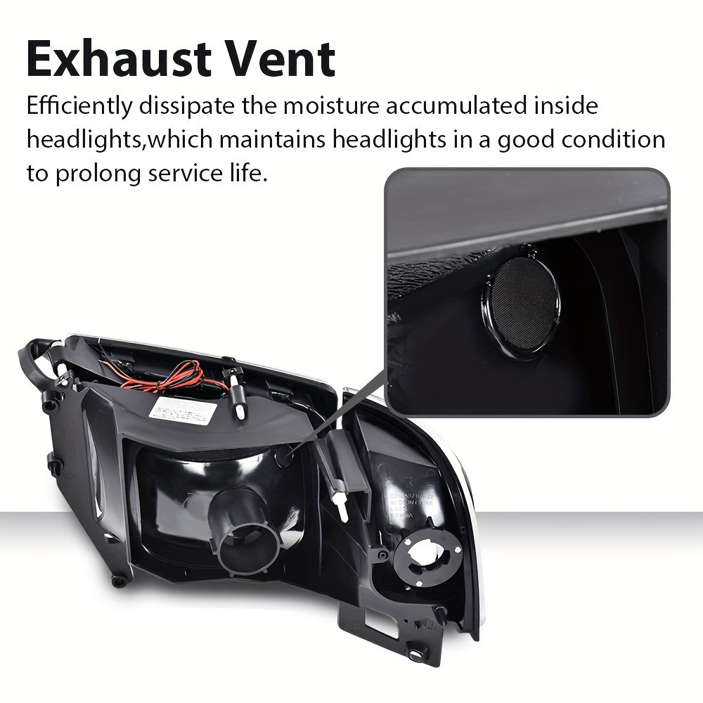 LED Light Strip Headlight W/o Bulbs Fit For Dodge For Ram 1500 1994-2001 For Dodge For Ram 2500 For 3500 1994-2002 Clear Lens Black Housing Clear Reflector