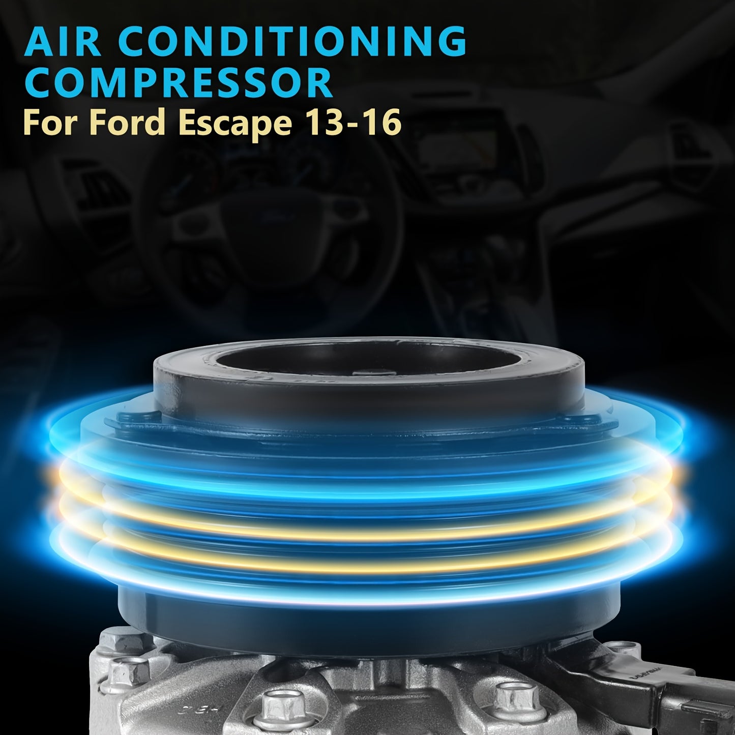 Air Conditioner Compressor With Clutch For Ford Escape 2013-2016 Lincoln MKC 2015-2016 L4 2.0 L 77.77oz VS16 Style