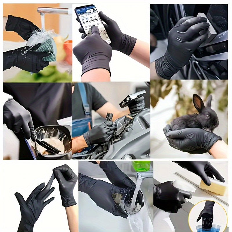 50pcs, Disposable Nitrile Gloves, Durable Household Cleaning Gloves, BPA & Latex-Free, Waterproof Gloves Suitable For Kitchens Cleaning, Tattoo, Hair Dyeing, Pet, Beauty Salons, Cleaning Supplies, Household Gadgets